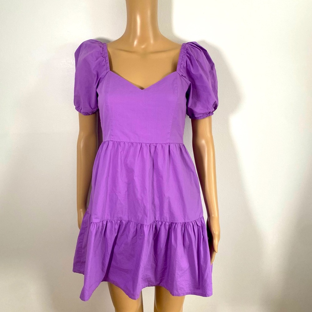 Adelyn Rae Purple Cotton Poplin Summer Dress XS